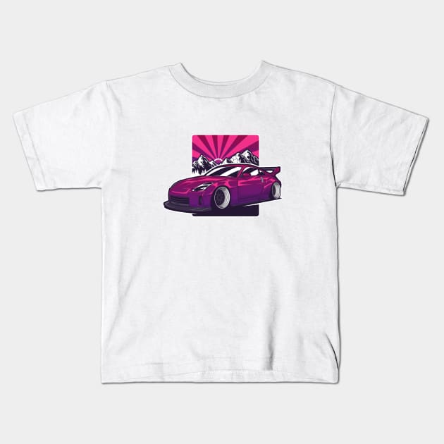 Purple 350Z Fairlady Z Widebody JDM Kids T-Shirt by KaroCars